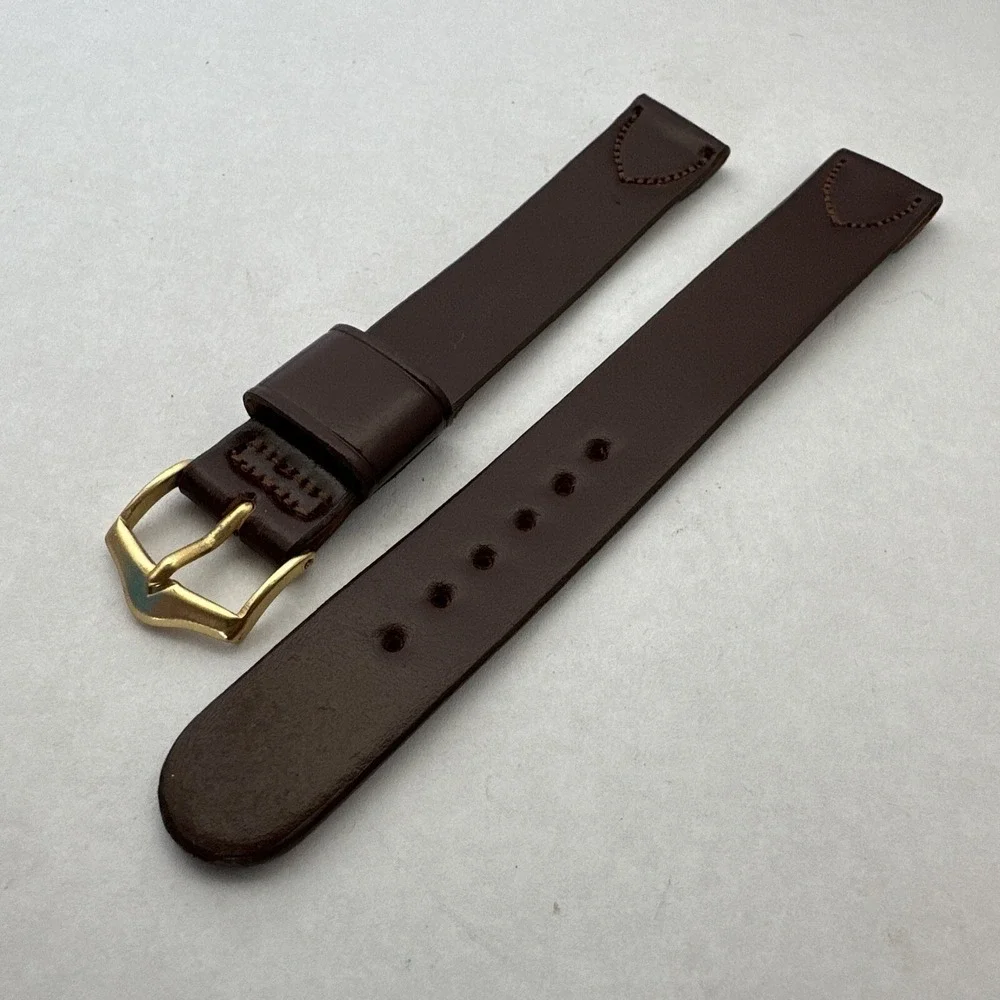 JB Champion Vintage Shell Cordovan Leather Watch Strap Brown 5/8 Gold Buckle NOS